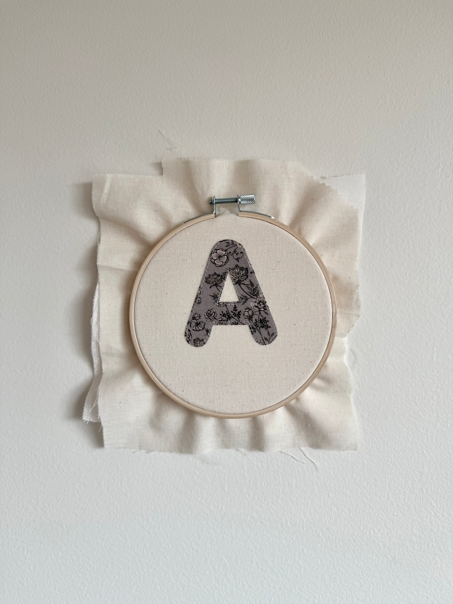 Hand Embroidered Name with Sewn Letter
