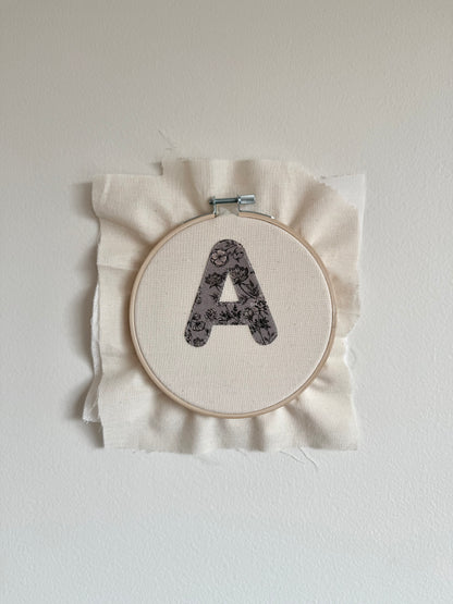 Hand Embroidered Name with Sewn Letter