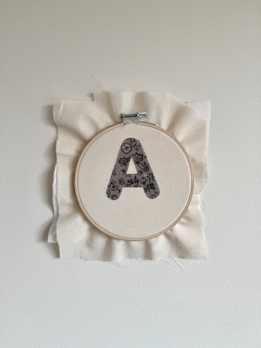 Hand Embroidered Name with Sewn Letter