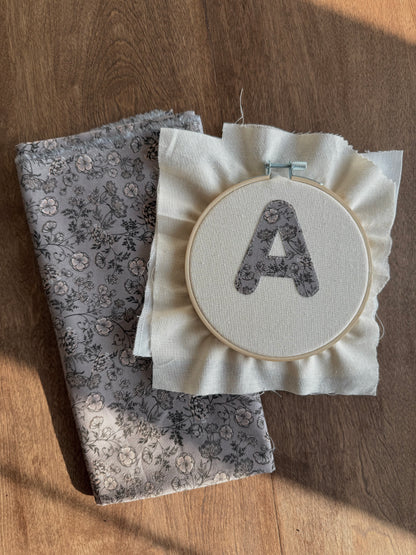 Hand Embroidered Name with Sewn Letter
