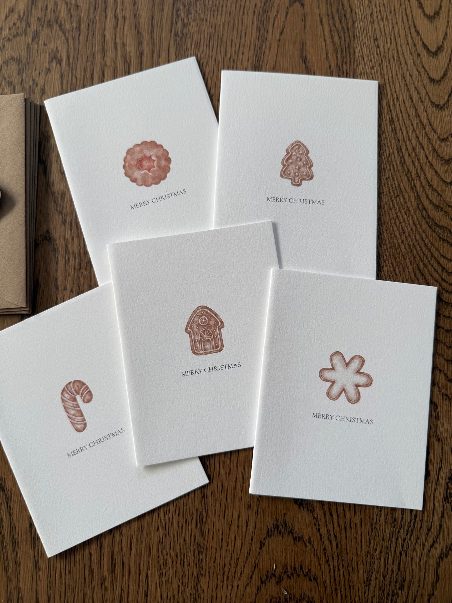 Merry Christmas Cards Set of 5 (Cookies)